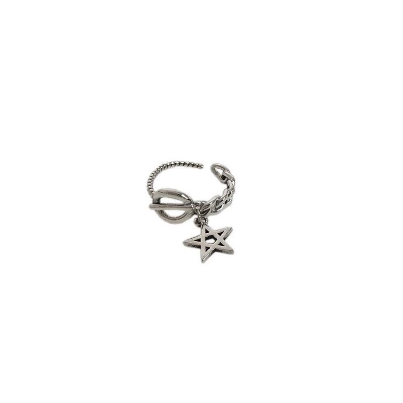 Korea S925 Sterling Silver Women's Vintage Open Band Ring - Simple, Light Luxury, Heavy Industry Design