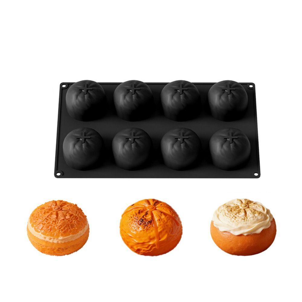 8 Cavity Orange Shape Cake Mold Non-stick 3D Silicone Mold Pudding Jelly Mold  DIY Candle Making
