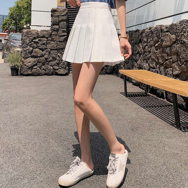 

Новая юбка-шорты с высокой талией большого размера А-силуэта корейская на пуговицах Иу черная плиссированная юбка женская летняя L