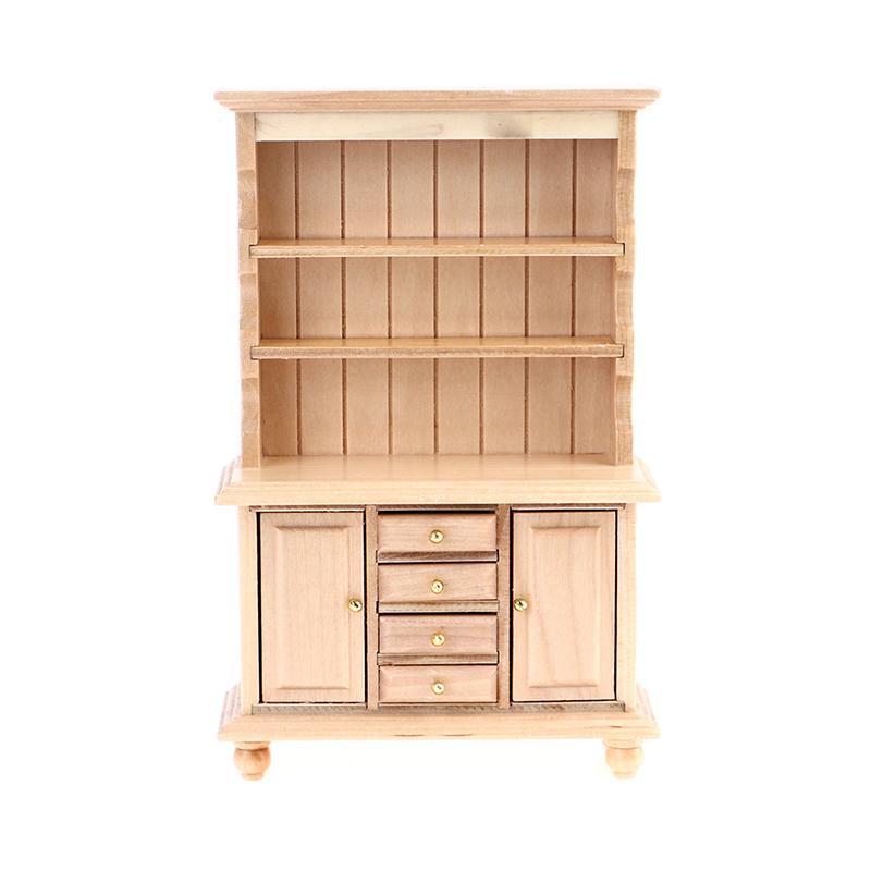 1:12 Dollhouse Miniature Wood Display Cupboard Shelf Cabinet Decoration Painted