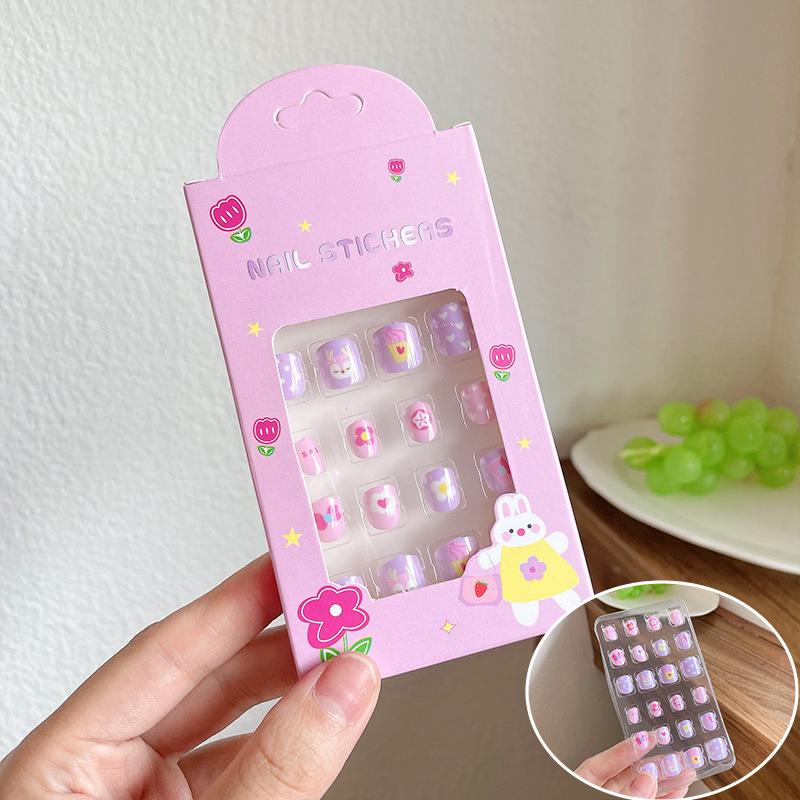 Removable Cute Cartoon Nail Stickers for Little Girls - Self-Adhesive Jelly Glue Princess Nail Art
