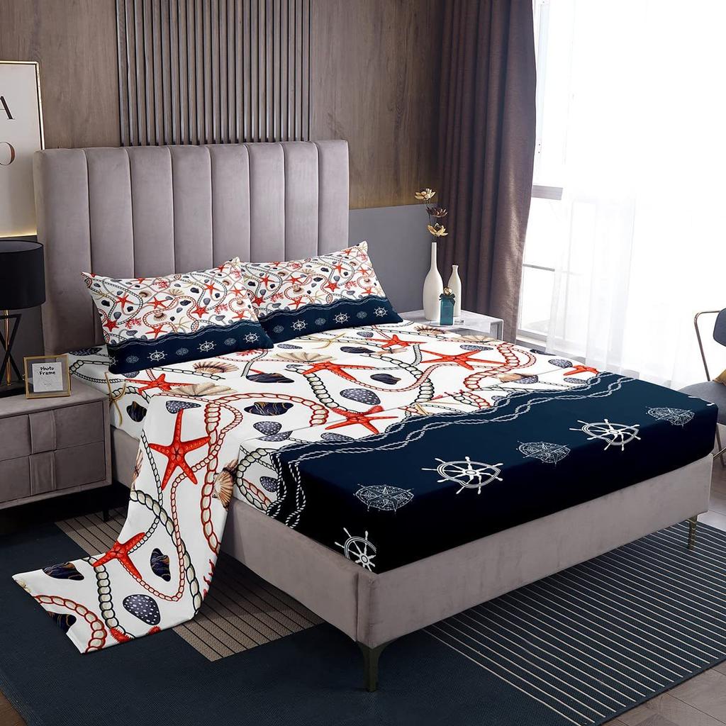 Color Dog Paw Print Pattern Bed Hat Four-Piece Bedding Set Bedroom Dormitory Bedding Decoration