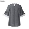 ZANZEA Blusa Feminina Casual de Renda com Gola Redonda e Meia Manga