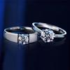 Moissanite Adjustable Couple Rings with Engraving for Weddings