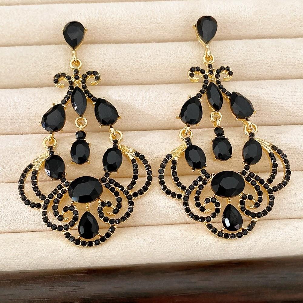 Exaggerated Rhinestone Drop Earrings Exquisite Statement Earrings  Anniversary