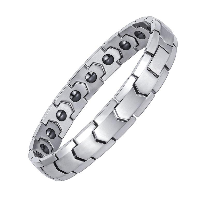 Jewelry Arrow Style Black Gallstone Titanium Steel Bracelet Removable Magnetic Bracelet Stainless Steel 21CM серебряный