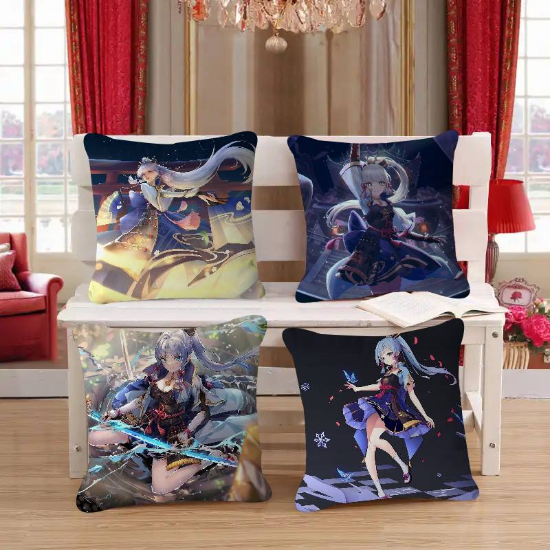 GAME Characters Kamisato Ayaka Pillow Cover For Bedroom Room And Living Room Sofa Decorative Cushion Cover