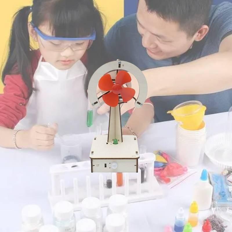 Kids Diy Electric Science Experiment Materials Wooden Handmade Fan For Learning Ha-a08