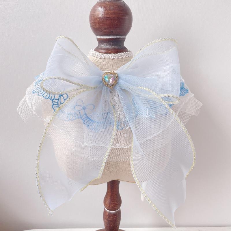Fairy Lace Embroidered Pet Scarf Decor Neck Ring Saliva Towel For Cat Dog