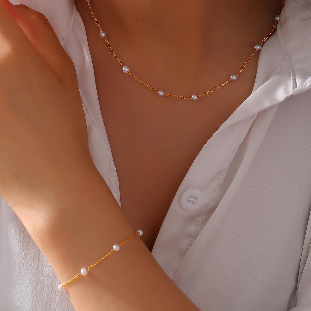 Elegant Temperament Bead Necklace Women'S Spring And Summer Round Titanium Steel O-Chain Non-Fading Jewelry