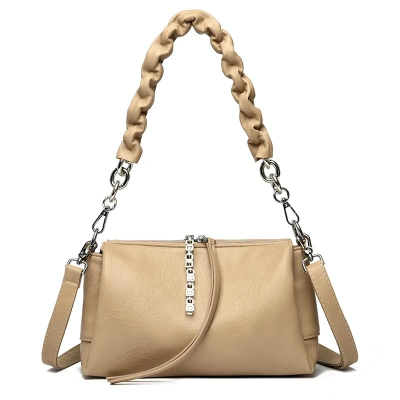 Luxury Brand Women Shoulder Bag Fashion Shoulder Straps Messenger Bag Solid Color PU Leather Handbag Ladies Travel Shopper Totes