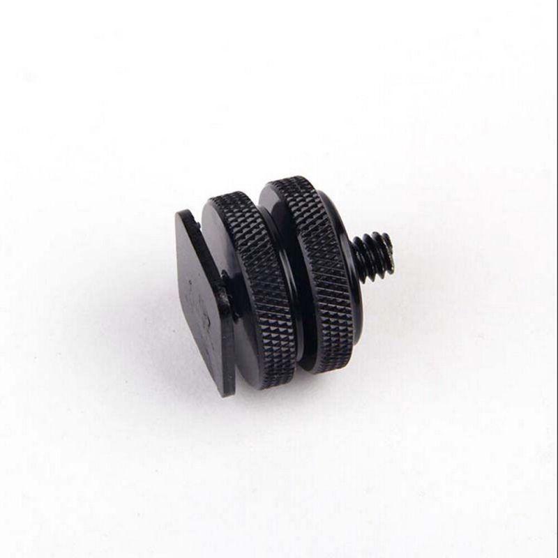 1/4" Inch Dual Nuts Tripod Mount Screw To Flash Camera Hot Shoe Adapter