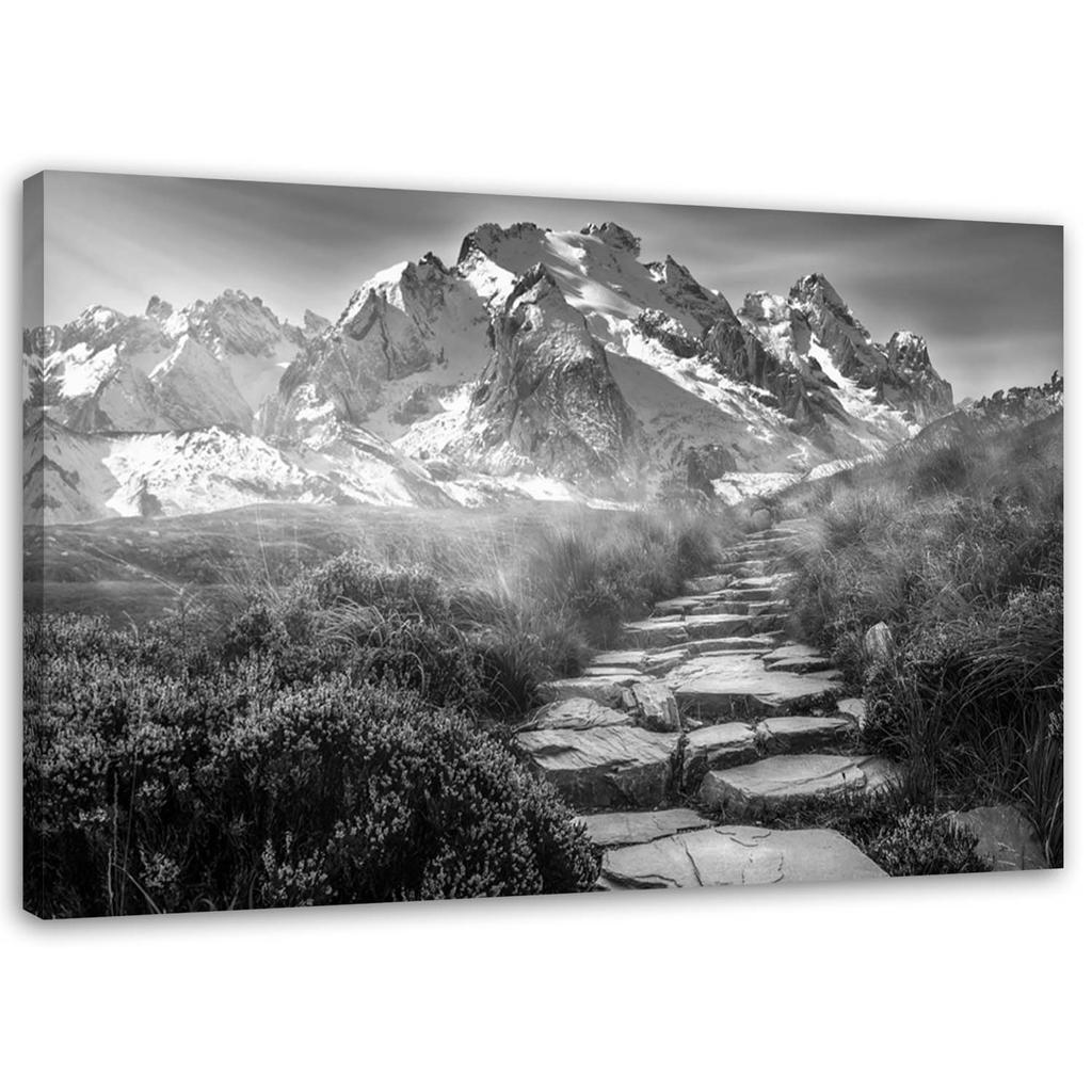 Canvas print, Stone road in the mountains - black and white