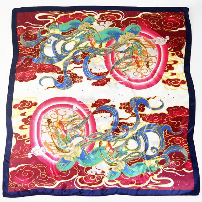 New Designs 90*90cm Square Silk Scarves Women Foulard Head Scarf Ladies Shawl Wrap Bandanna Female Chiffon Hijab Beach Scarf