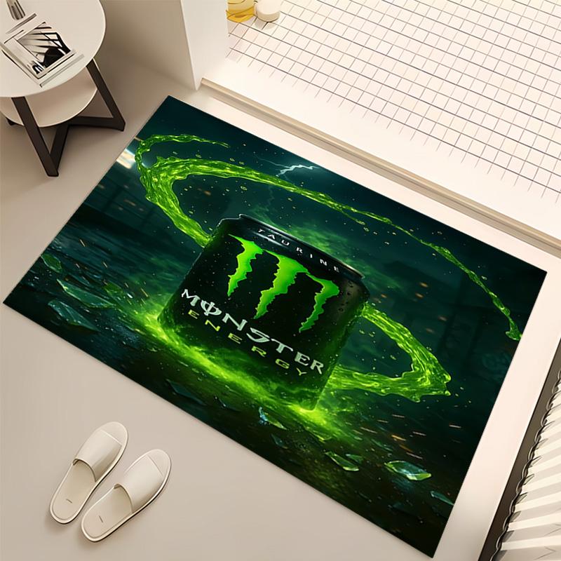 1 Stück Monster Energy LOGO Druck Teppich - Weich, Waschbar, Rutschfest, Indoor-Matte, Wohnzimmer, Home-Office Dekorativer Teppich, Büro Dekoration