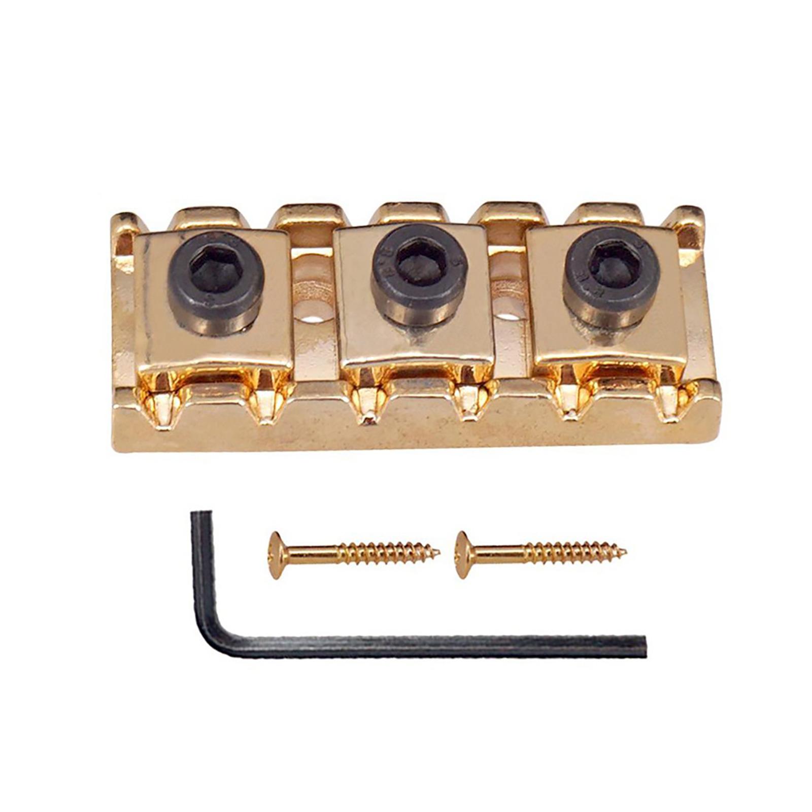 

Metal Guitar String Locking Nut Replacement Guitar Lock Nut with Mounting Screws and Wrench for Tremolo Bridge Parts золотий
