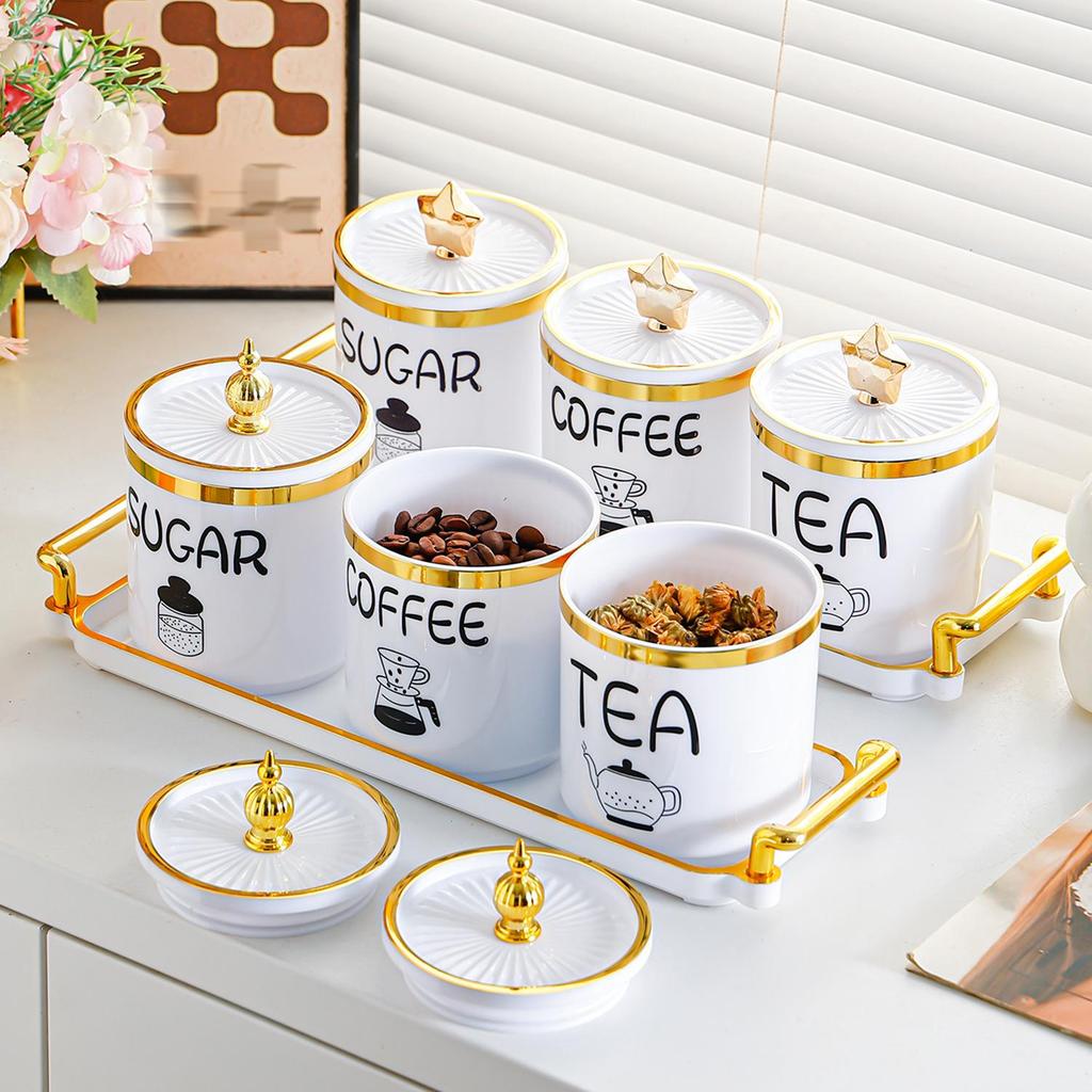 White Plastic Sealed Jars with Lids - Moisture-Proof Storage for Sugar, Tea, and Beans, High-End Design