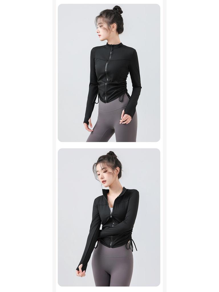 Autumn Winter Yoga Jacket - Long Sleeve, Quick Dry, Elastic Fitness Top for Running