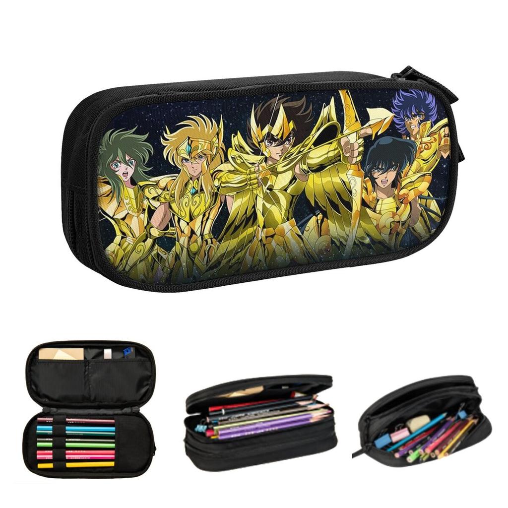 Knights Of The Zodiac Anime Saints Seiya Pencil Cases for Students School Pen Box Pencil Bag Large Storage Pencil Pouch