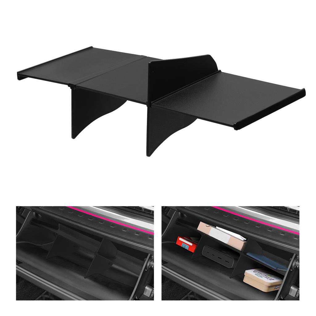 Für Hyundai Santa Fe 2024 2025 Auto Handschuhfach Trennwand ABS Aufbewahrungsschale Organizer Handschuhfach Behälter Zubehör Schwarz