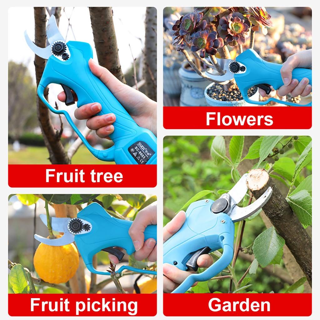 16.8V 2000mah Electric Pruning Shears with Extension Rod Cordless Electric Scissors Pruning Shear Tree Branches Garden Tools