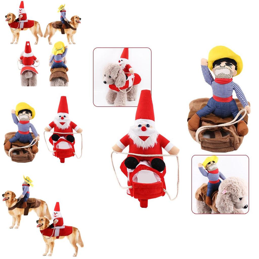 Rider Dog Christmas Costume Knight Style With Doll And Hat Pet Dressing Suit