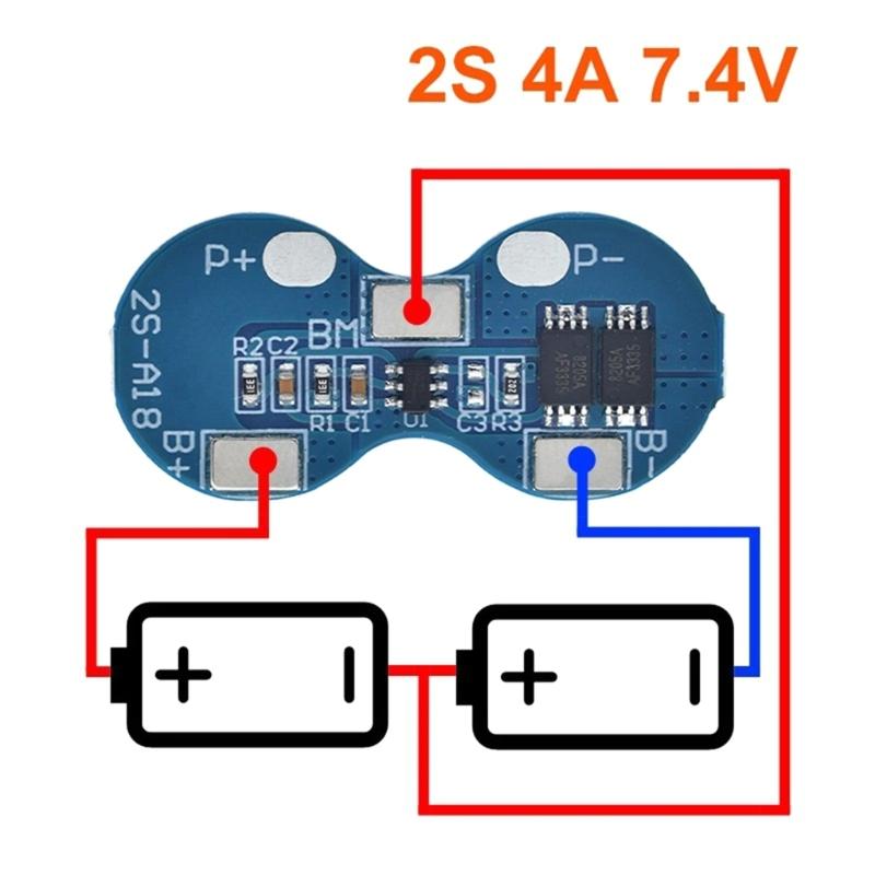 1/2Pcs 2S 7.4V 18650 Battery Protective Board 4A with Over Charging Discharge Current Protective Circuit Board