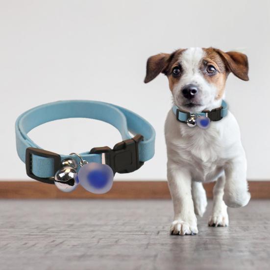 Cat Dog Collar Anti-pull Heart Bell Pendant Adjustable One Size Anti-break Neck