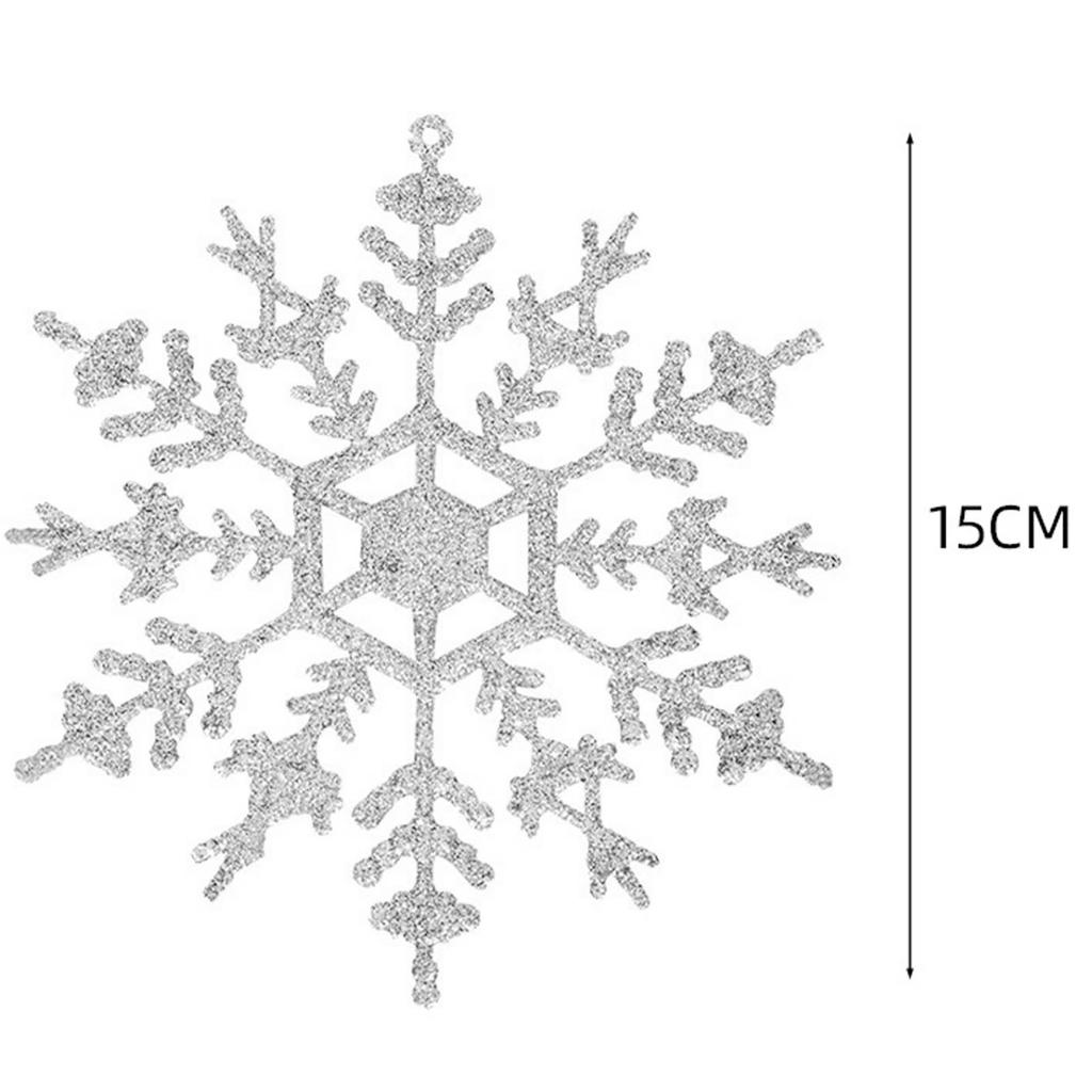 36Pcs Christmas White Snowflake Ornaments Wall Stickers Glass Window Sticker Gold Silver Christmas Tree Hanging Pendant