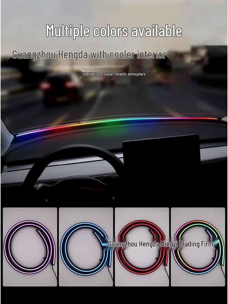 USB-Powered LED Ambient Light for Car Dashboard & Windshield - Color Flow Feature