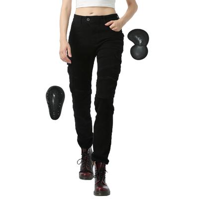 RENHE Motorcycle Riding Pants with Protective Abrasion Straight Sizes A To Suitable for and Autumn Women's Gear, Resistant, Fit, Stretchy, Black, XS,