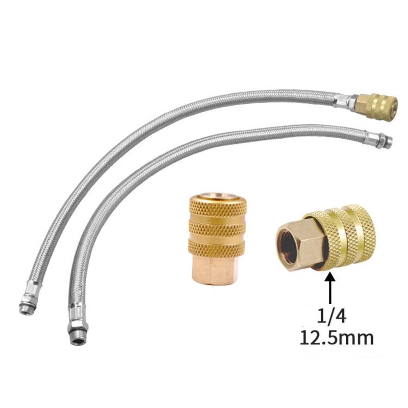 Push Pull Auto Locking Tire Chuck 12.5mm Threaded Brass Air Connector For Automotive Tires Includes 45.8cm Metal Air Hose
