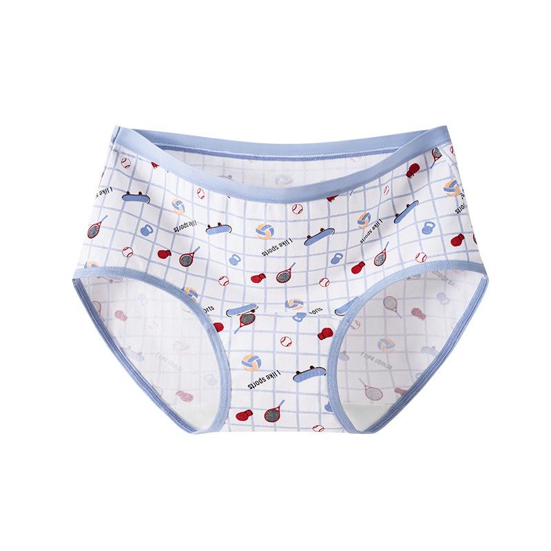 Female Spring Cotton Lovely Print 10A Anti Bacterial Breathable Mid Waist Panties