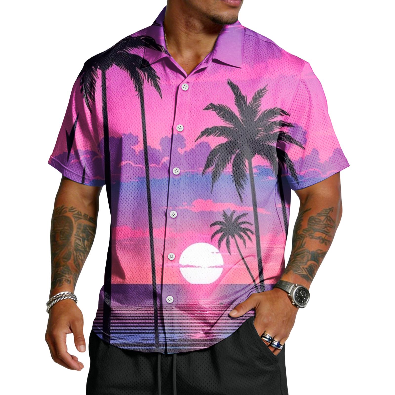 Мужская повседневная легкая дышащая рубашка с коротким рукавом XXL