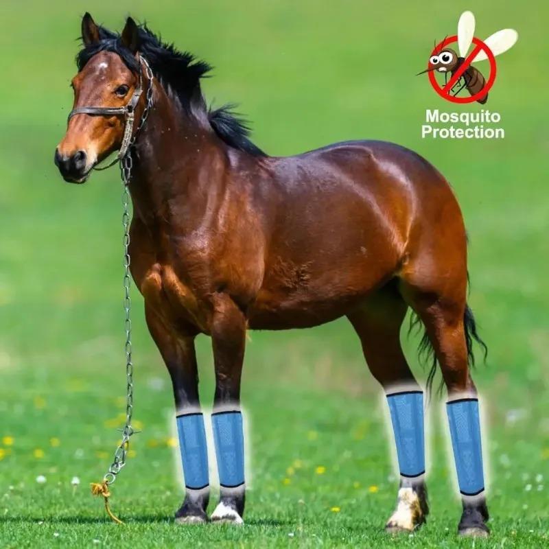 4pcs Professional Fly Protection Boots for Horses, Breathable Mesh with Non-Slip Straps for Pasture, Training, Stable Use