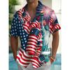 Mens Short Sleeve Casual Shirt Vintage Hawaiian Print Loose Fit Streetwear