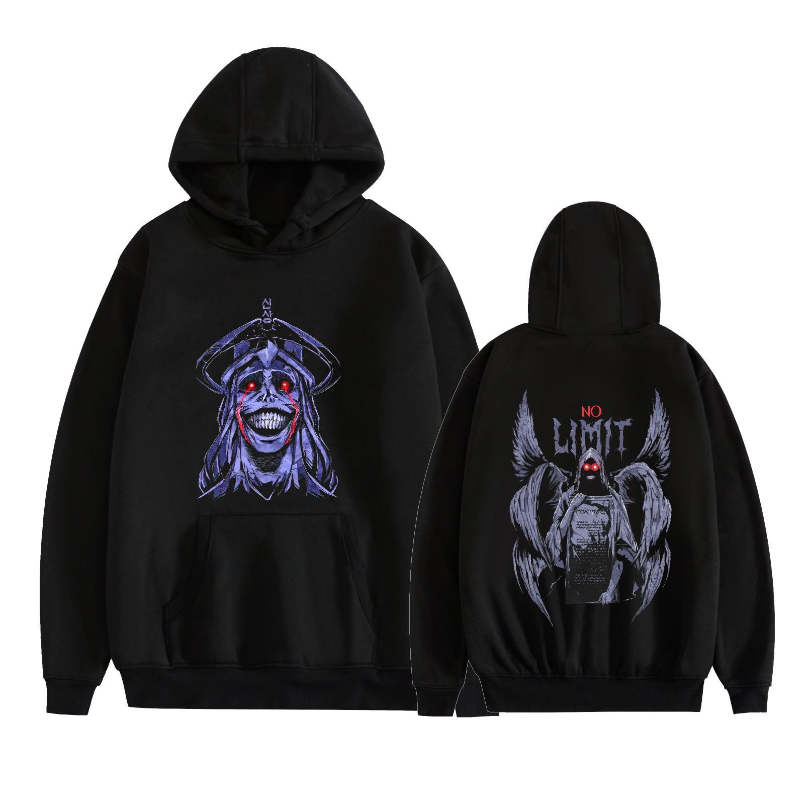 Unisex Cosplay Hoodie Pullover Women Men Solo Leveling Anime Graphic Hooded Sweatshirt Costume XS чёрный