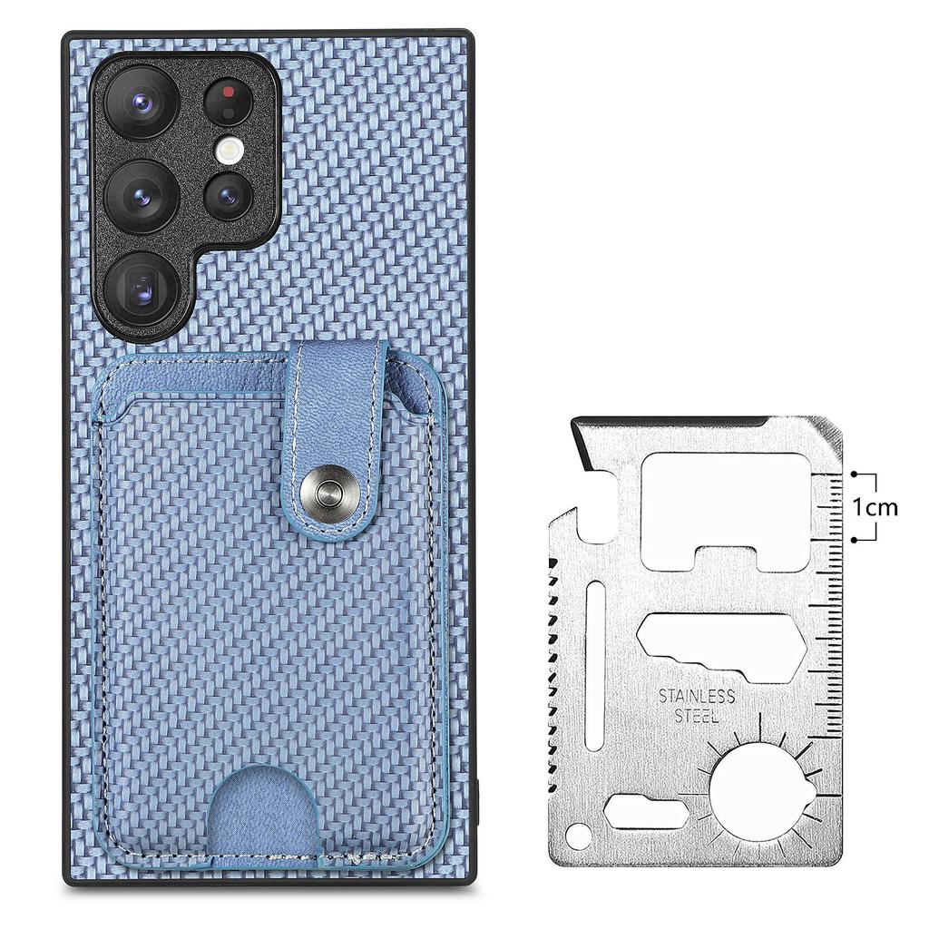 For Samsung Galaxy S25 Ultra Case Card Slots Kickstand Phone Back Cover with Card Tool