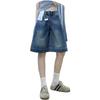 Plus Size Vintage American A-line High Waist Denim Shorts for Women - Summer Slimming Wide Leg Capris