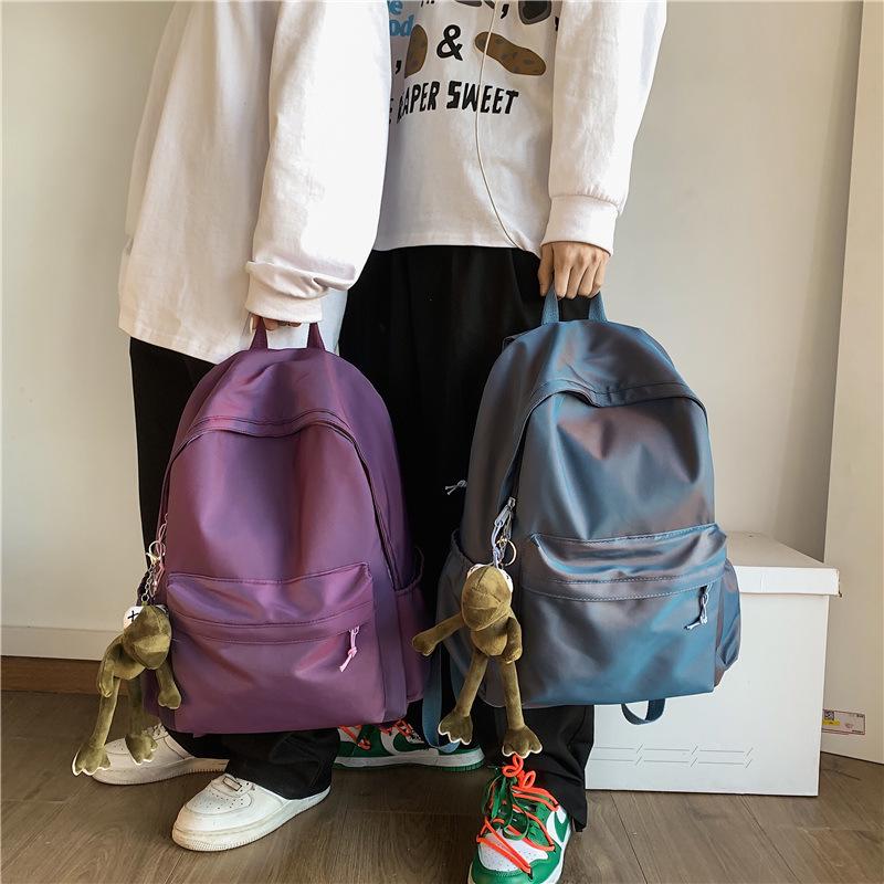 Farbverlauf College-Rucksack: Hongkong-Stil, Großes Fassungsvermögen, Nylon, Spritzwassergeschützt, Schultertasche für Herren.