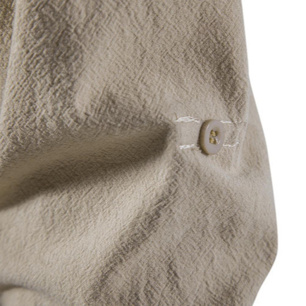 Pánské plátěné košile s dlouhým rukávem, šněrování, výstřih do V Ležérní halenka Jaro Léto Tenká přední Trička Topy Prodyšné Muži Oblečení