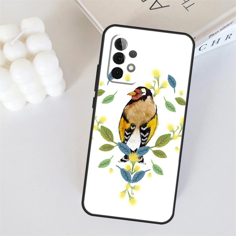 European Goldfinch For Samsung Galaxy A55 A35 A15 A36 A56 A26 A16 A22 A32 A52 A54 A34 A53 A33 A13 A06 A05 Case