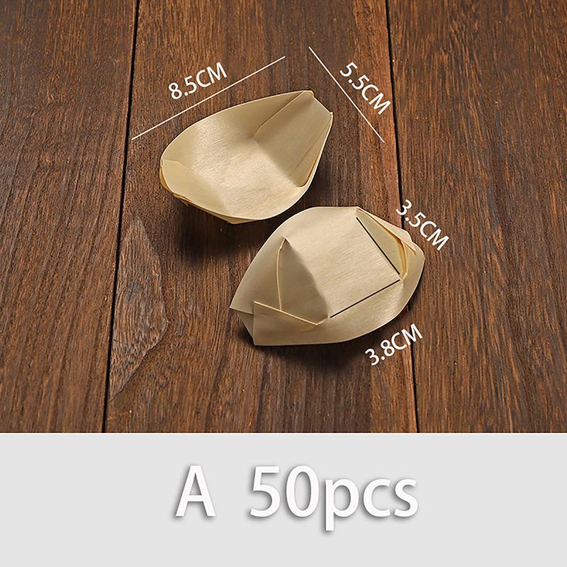 

50 шт одноразовые деревянные сервировочные лодки тарелки подносы суши салат десерт миска натуральная сосновая деревянная сервировочная лодка праздничные принадлежности