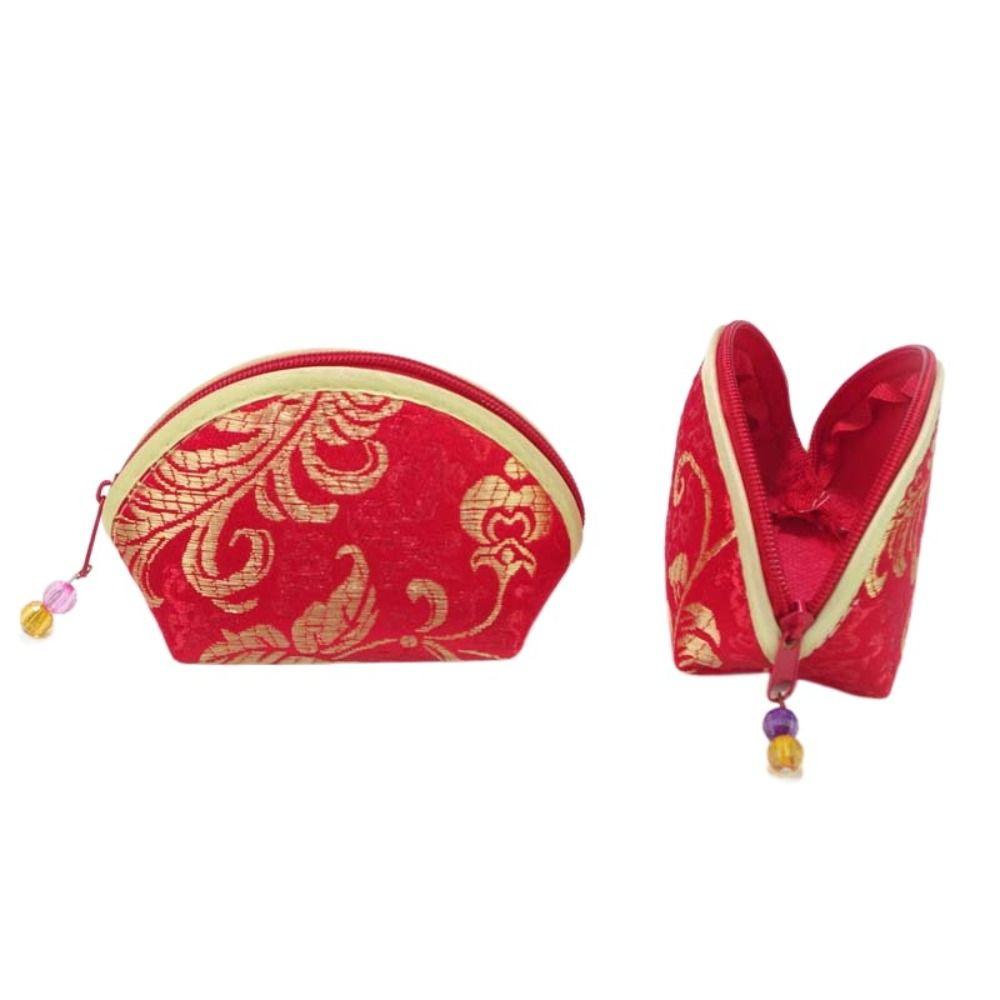 Blumenstickerei Münzbeutel Glückverheißende Wolke Muschel Münzbeutel Nützliche Stoffgeldbörse Mädchen