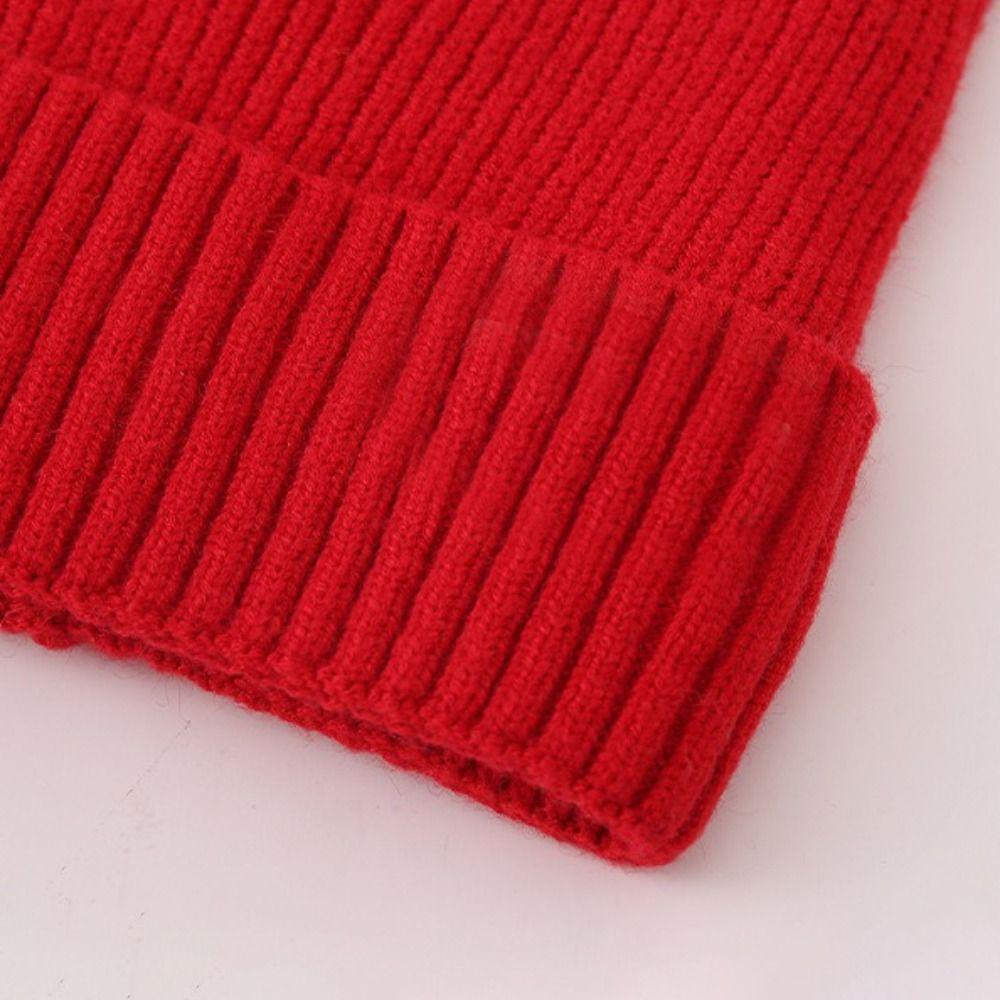 Openwork Flower Warm Wool Beanie Plush Ball Kids Winter Cap Fashion Pompom Hat  Ear Protection