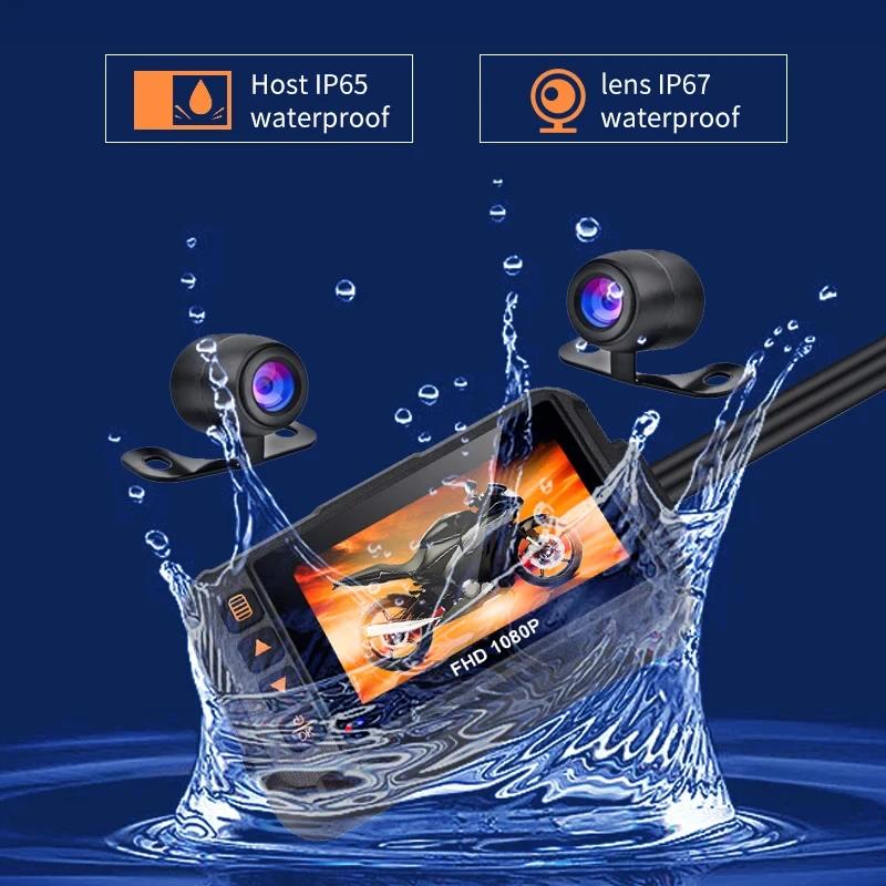 3-inch Motorcycle Dashcam, Waterproof, 720P Front Camera, 480P Rear Camera, Loop Recording, High-definition Night Vision Car Recorder