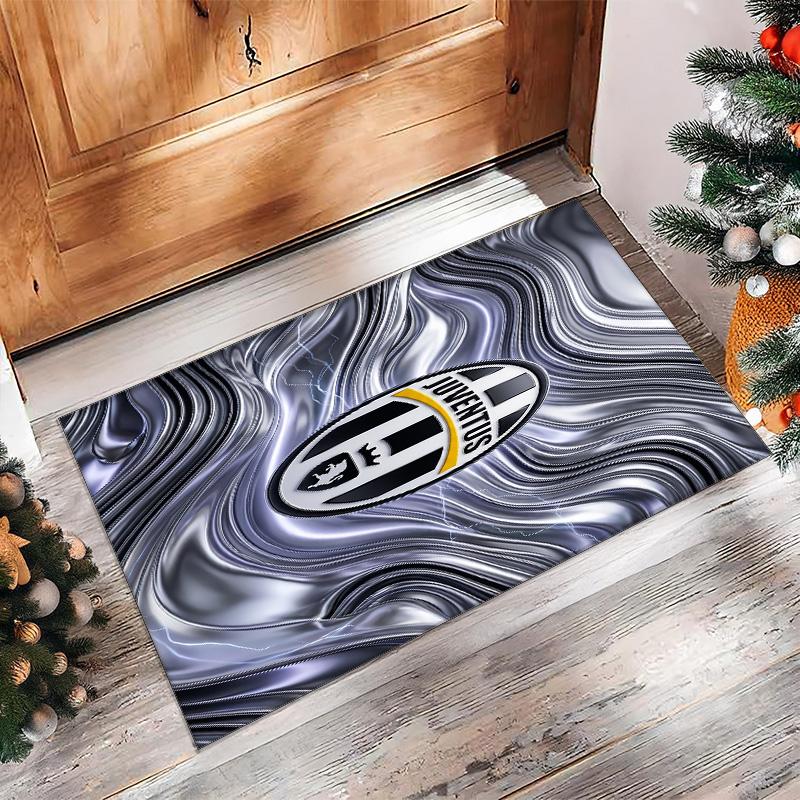 Juventus FC Printed Flannel Area Rug Non Slip Soft Polyester Floor Carpet Indoor Decor Mat for Bedroom Living Room Sofa