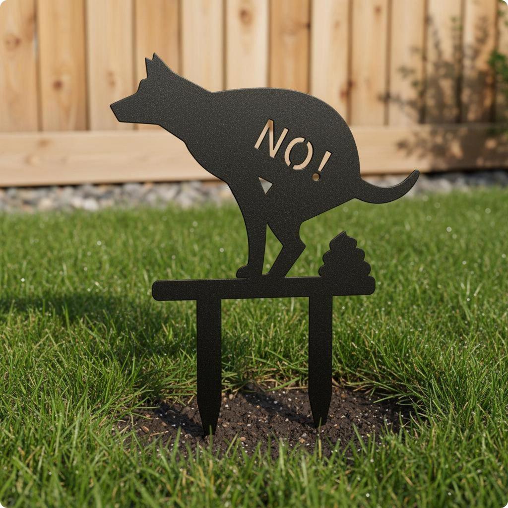 No Dog Waste Yard Sign Animal Shape Metal Eye Catching for Garden, Door