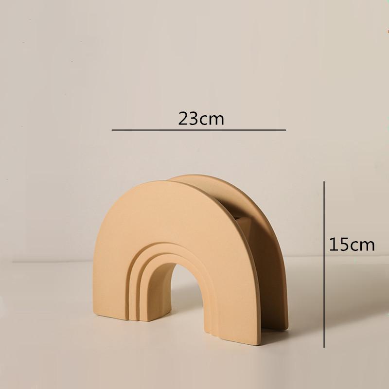 

Ceramic Vase Arch Bridge Semicircle Geometric Stripes Hollow Color Flower Vase Flower Arrangement Crafts Home Decoration