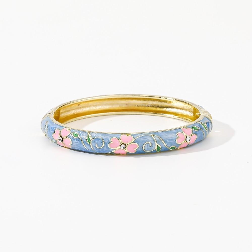 Enamel Vintage Cloisonne Bangle Traditional Chinese Chinese Flower Bangle Classic Cherry Blossom Women's Hand Bracelet